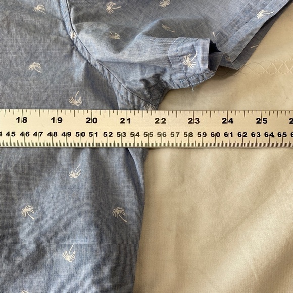 Denim & Flower Ricky Singh Men's Blue Palm Trees‎ Short Sleeve Button Up Shirt L - Picture 10 of 13